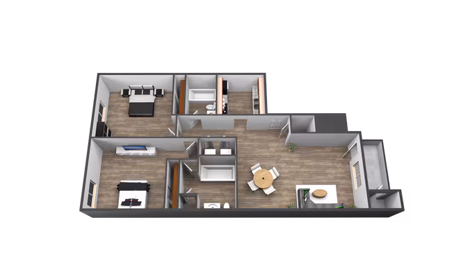 2 Beds • 2 Bath 1114 floor plan
